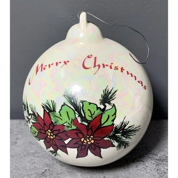 Porcelain Glass Christmas Ornaments 3.5in. (lot of 3) - Picture 6 of 8